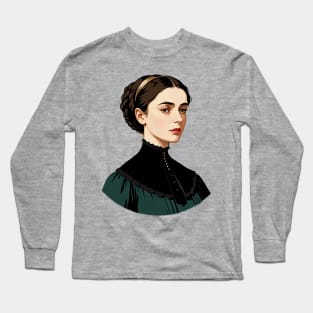 Sad Victorian Lady Wearing a Green and Black Blouse Long Sleeve T-Shirt